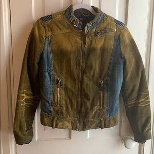 Diesel Denim and Corduroy Distressed Bomber Jacket